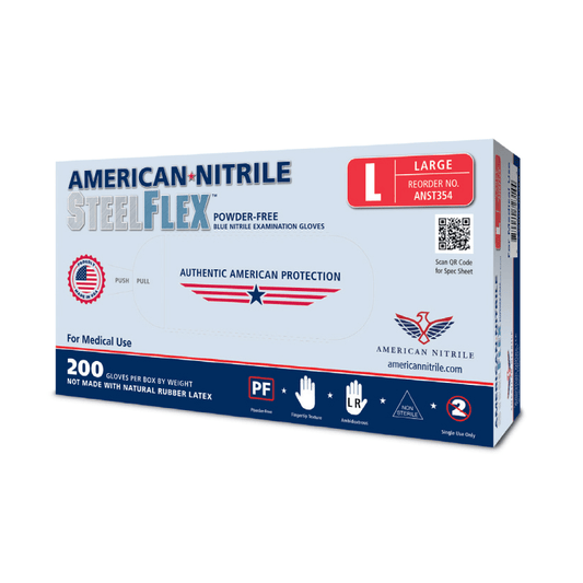 American Nitrile-American Nitrile SteelFlex Blue Nitrile Exam Gloves, BX/200-MedTech-1