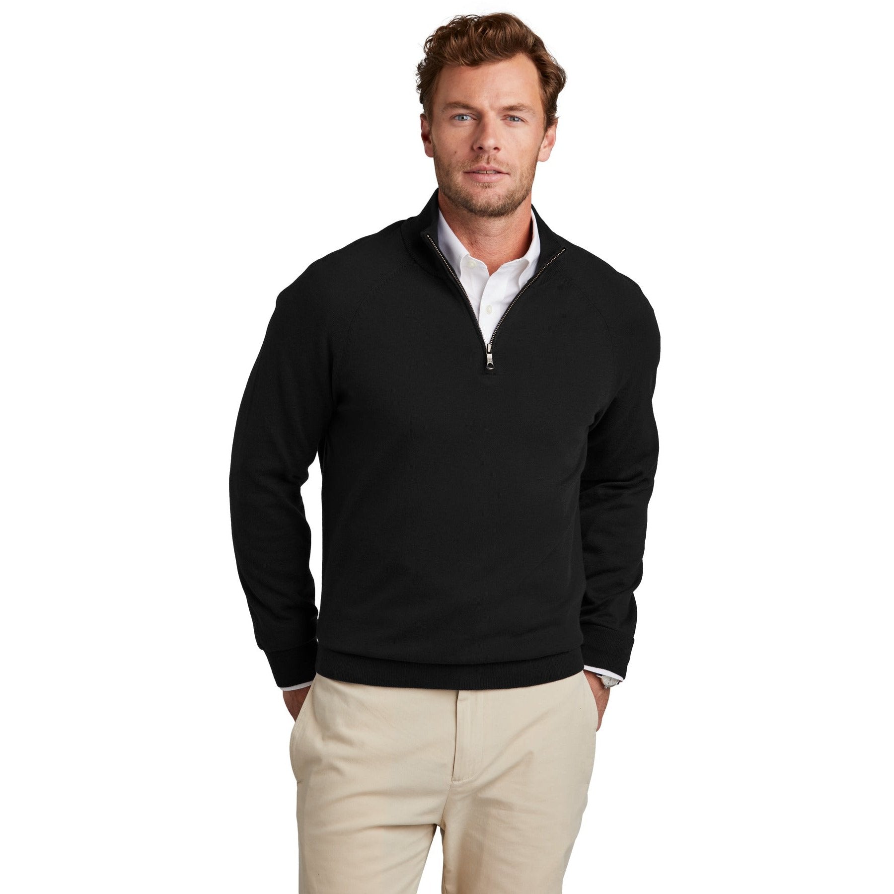 Brooks Brothers-Brooks Brothers® Cotton Stretch 1/4-Zip Sweater BB18402-MedTech-2