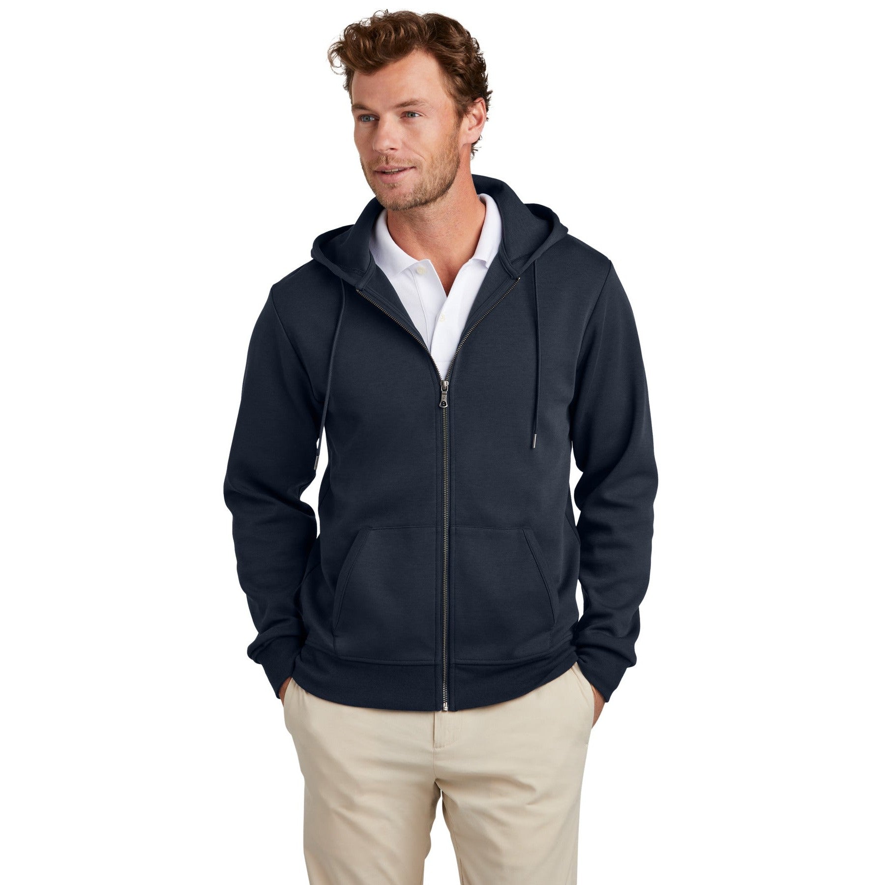 Brooks Brothers-Brooks Brothers® Double-Knit Full-Zip Hoodie BB18208-MedTech-2