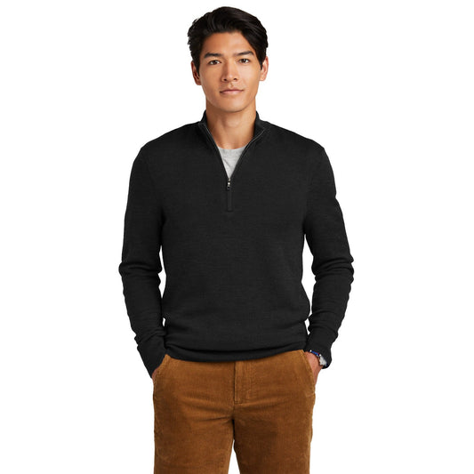 Brooks Brothers-Brooks Brothers® Washable Merino Birdseye 1/4-Zip Sweater BB18412-MedTech-1