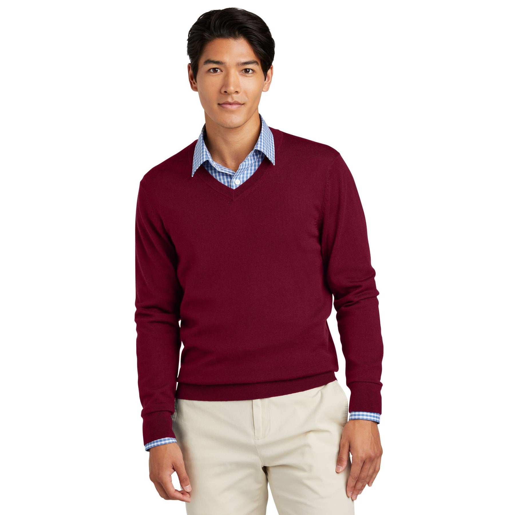 Brooks Brothers-Brooks Brothers® Washable Merino V-Neck Sweater BB18410-MedTech-3