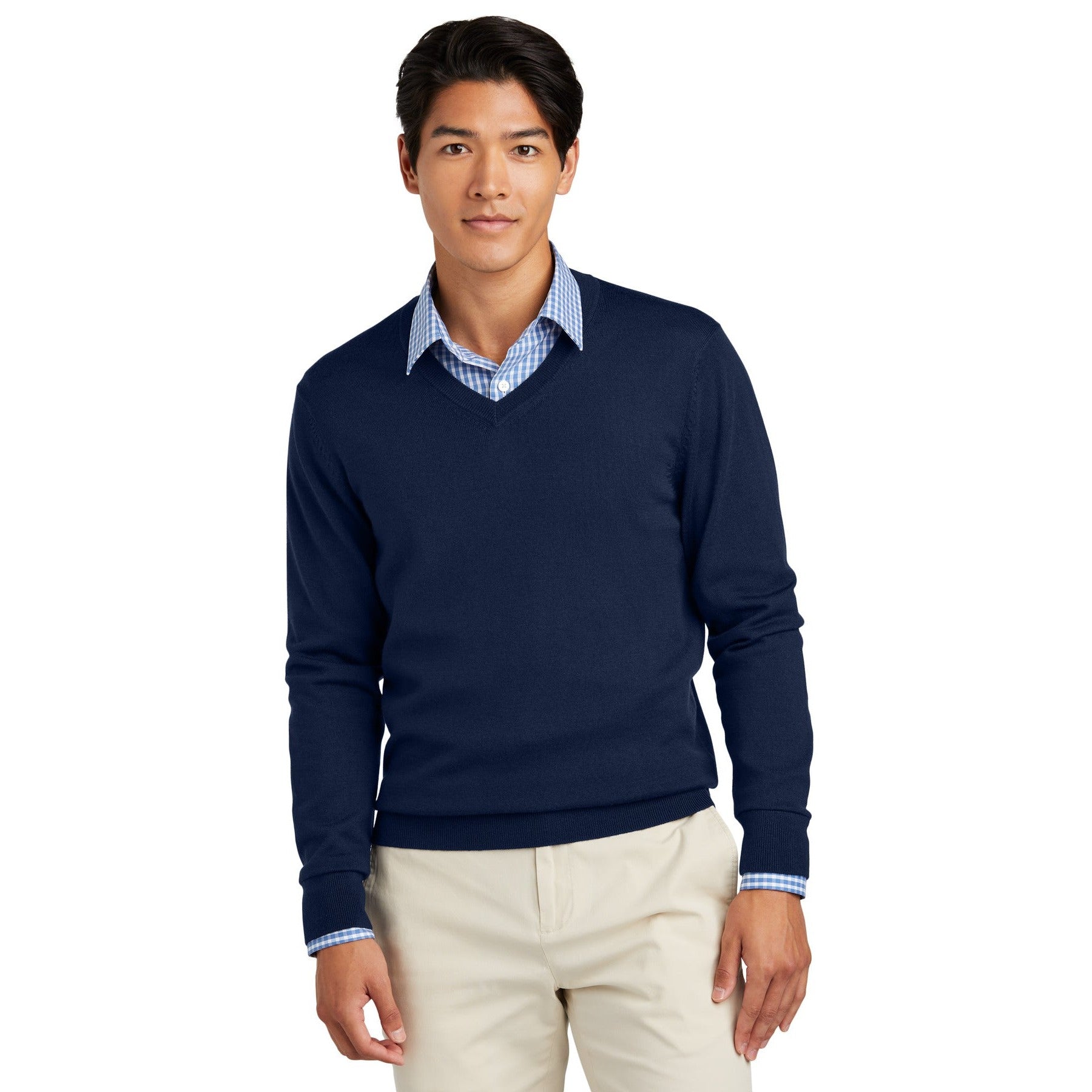Brooks Brothers-Brooks Brothers® Washable Merino V-Neck Sweater BB18410-MedTech-2