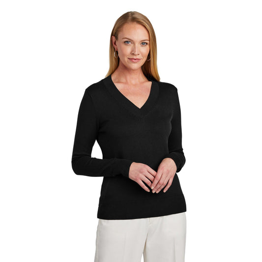 Brooks Brothers-Brooks Brothers® Women's Cotton Stretch V-Neck Sweater BB18401-MedTech-1