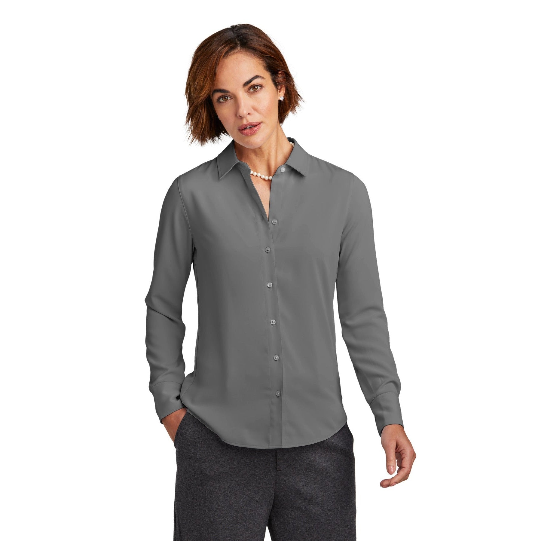 Brooks Brothers-Brooks Brothers® Women's Full-Button Satin Blouse BB18007-MedTech-4