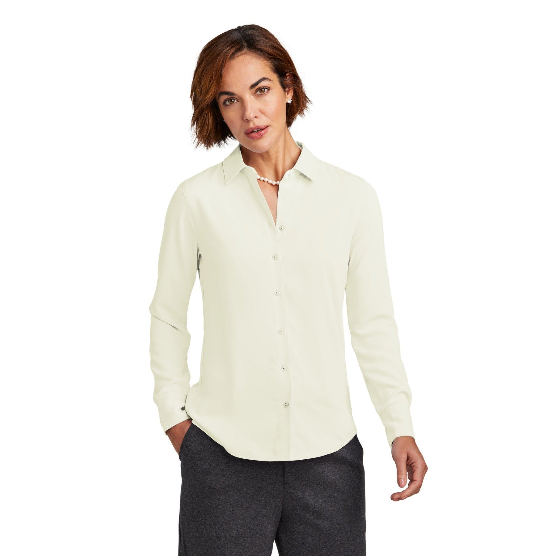 Brooks Brothers-Brooks Brothers® Women's Full-Button Satin Blouse BB18007-MedTech-3