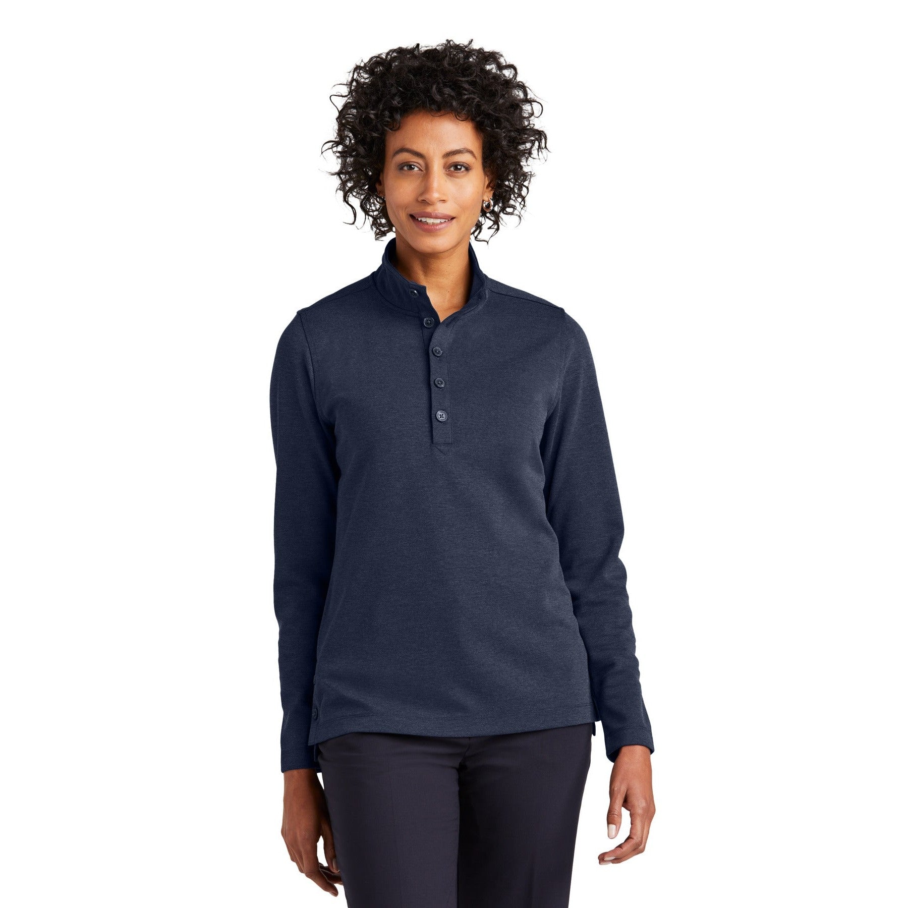 Brooks Brothers-Brooks Brothers® Women's Mid-Layer Stretch 1/2-Button BB18203-MedTech-2