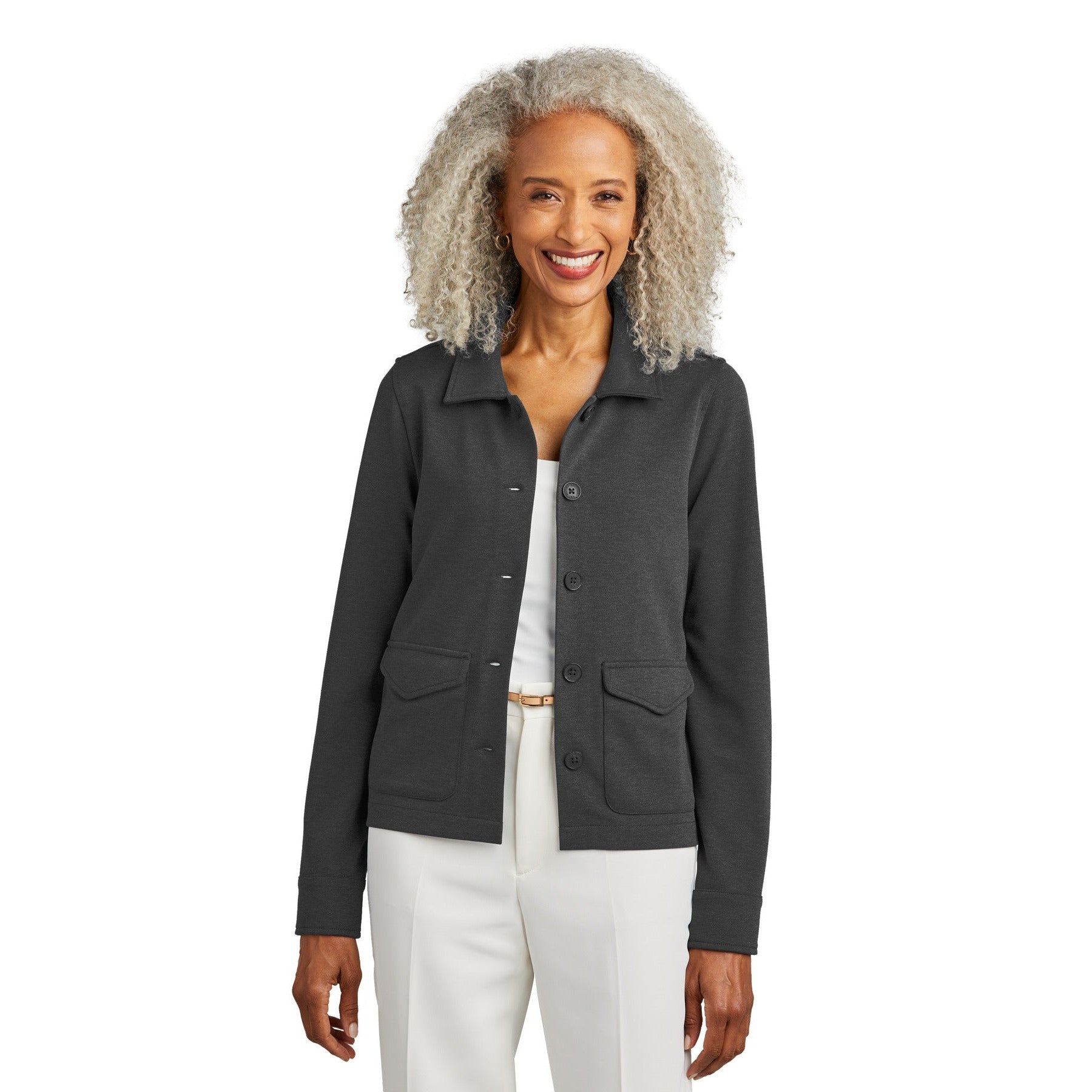 Brooks Brothers-Brooks Brothers® Women's Mid-Layer Stretch Button Jacket BB18205-MedTech-3
