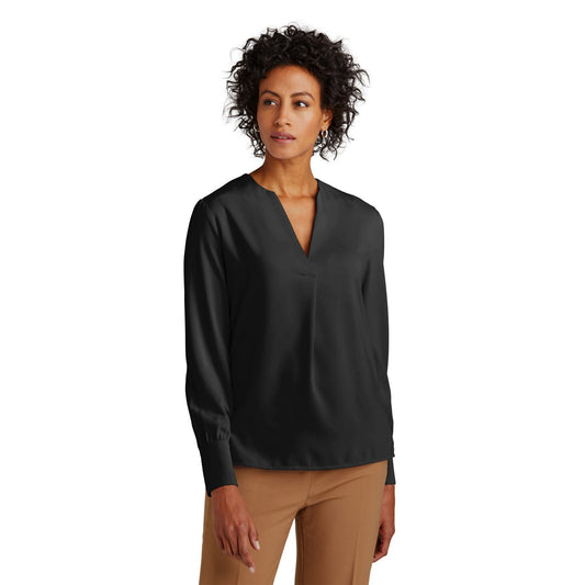 Brooks Brothers-Brooks Brothers® Women's Open-Neck Satin Blouse BB18009-MedTech-1