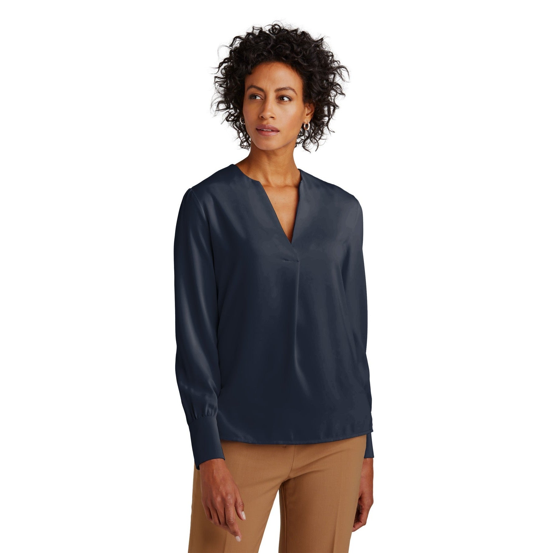 Brooks Brothers-Brooks Brothers® Women's Open-Neck Satin Blouse BB18009-MedTech-3
