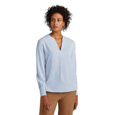 Brooks Brothers-Brooks Brothers® Women's Open-Neck Satin Blouse BB18009-MedTech-2