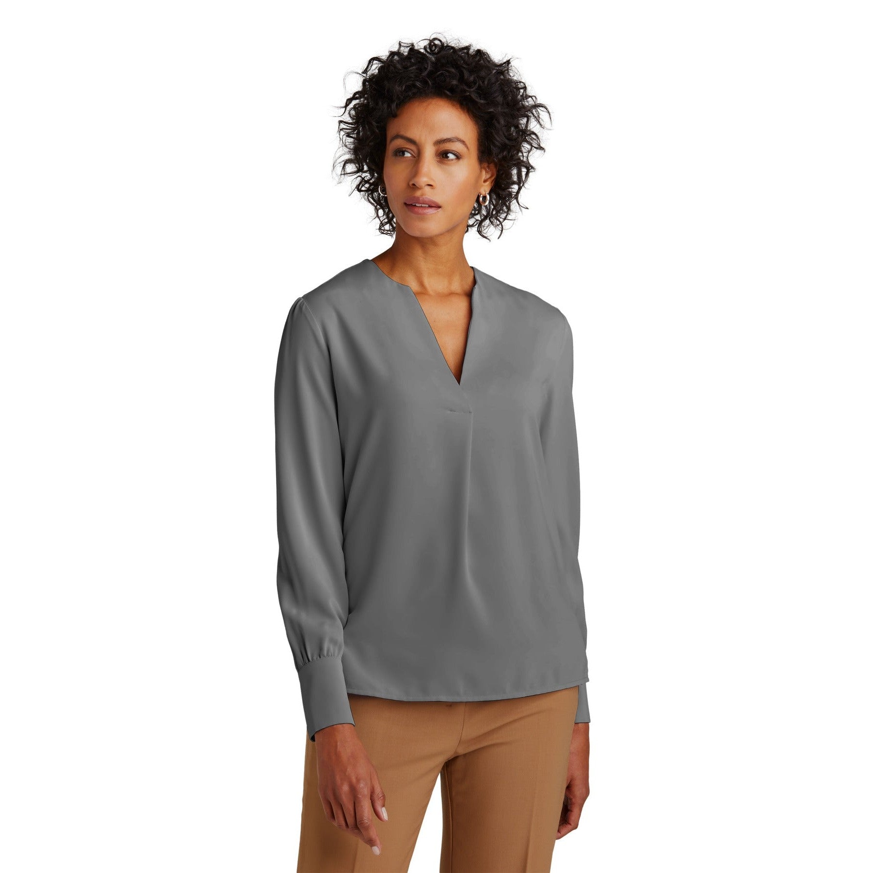 Brooks Brothers-Brooks Brothers® Women's Open-Neck Satin Blouse BB18009-MedTech-4