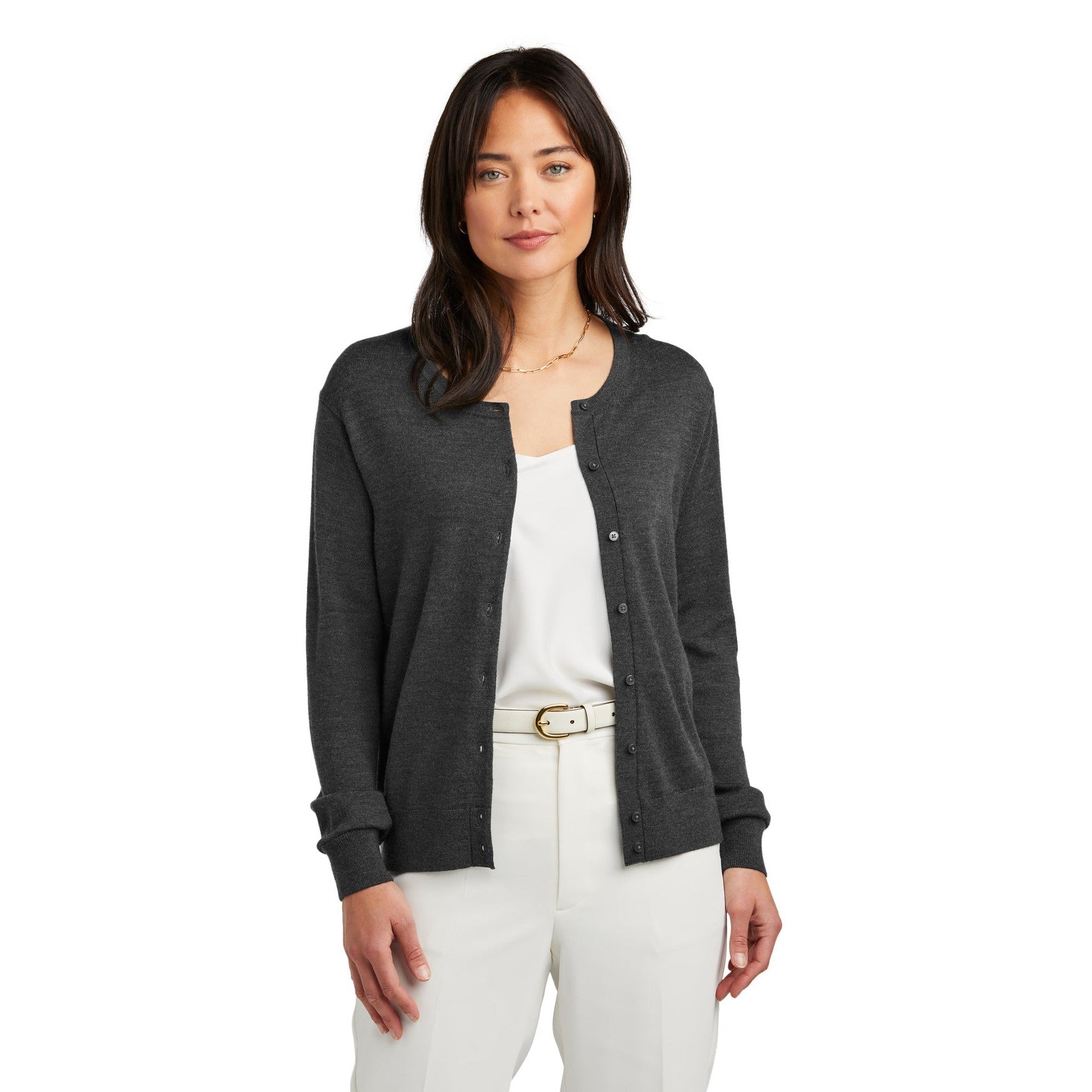 Brooks Brothers-Brooks Brothers® Women's Washable Merino Cardigan Sweater BB18413-MedTech-3