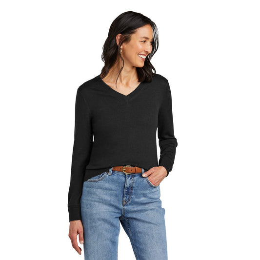 Brooks Brothers-Brooks Brothers® Women's Washable Merino V-Neck Sweater BB18411-MedTech-1