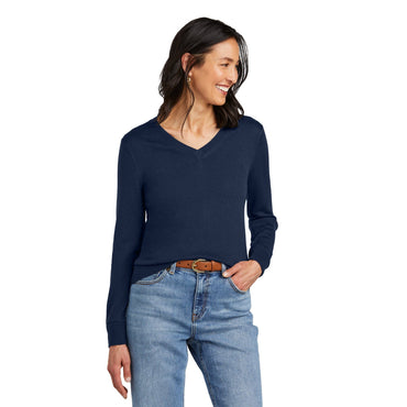 Brooks Brothers-Brooks Brothers® Women's Washable Merino V-Neck Sweater BB18411-MedTech-2