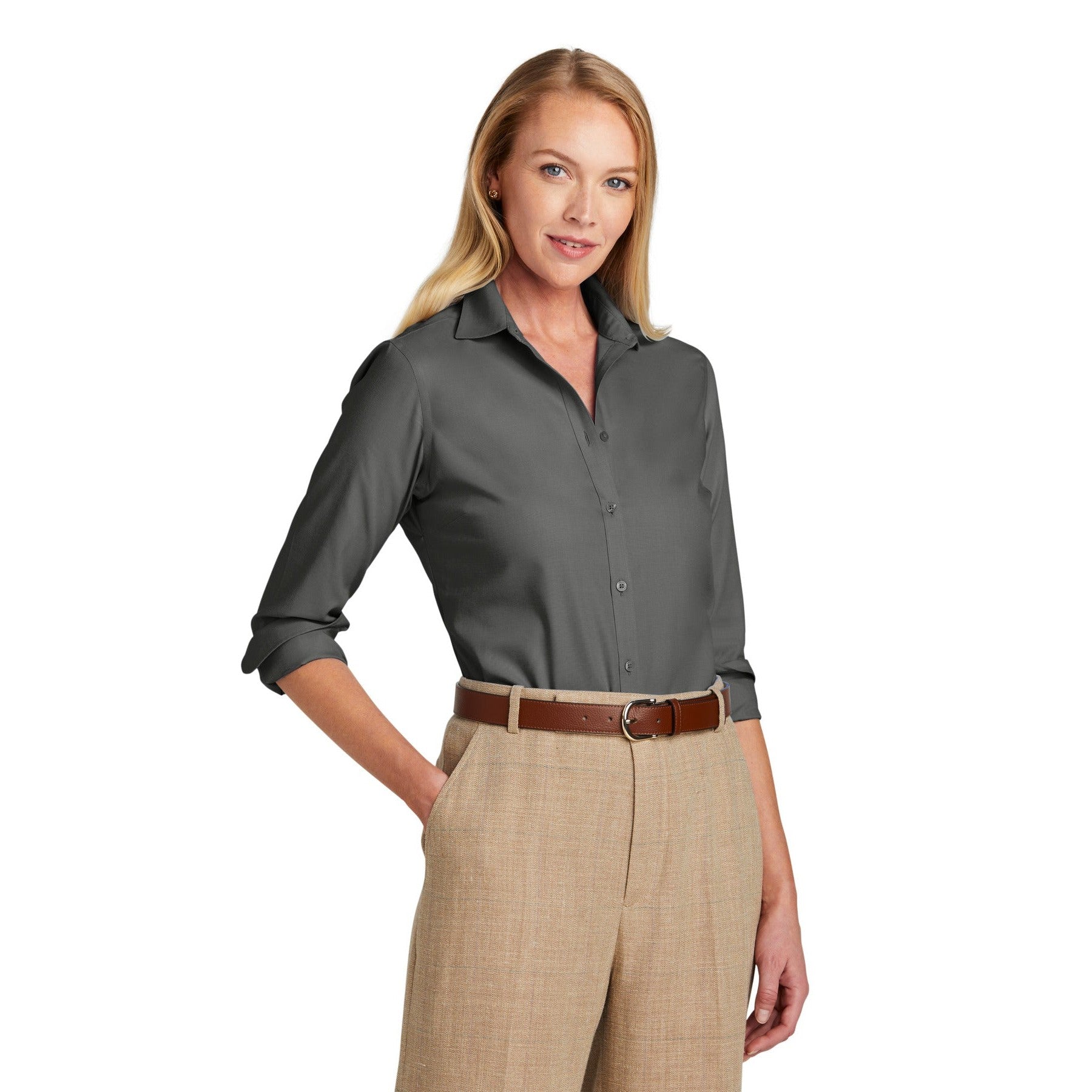 Brooks Brothers-Brooks Brothers® Women's Wrinkle-Free Stretch Nailhead Shirt BB18003-MedTech-3