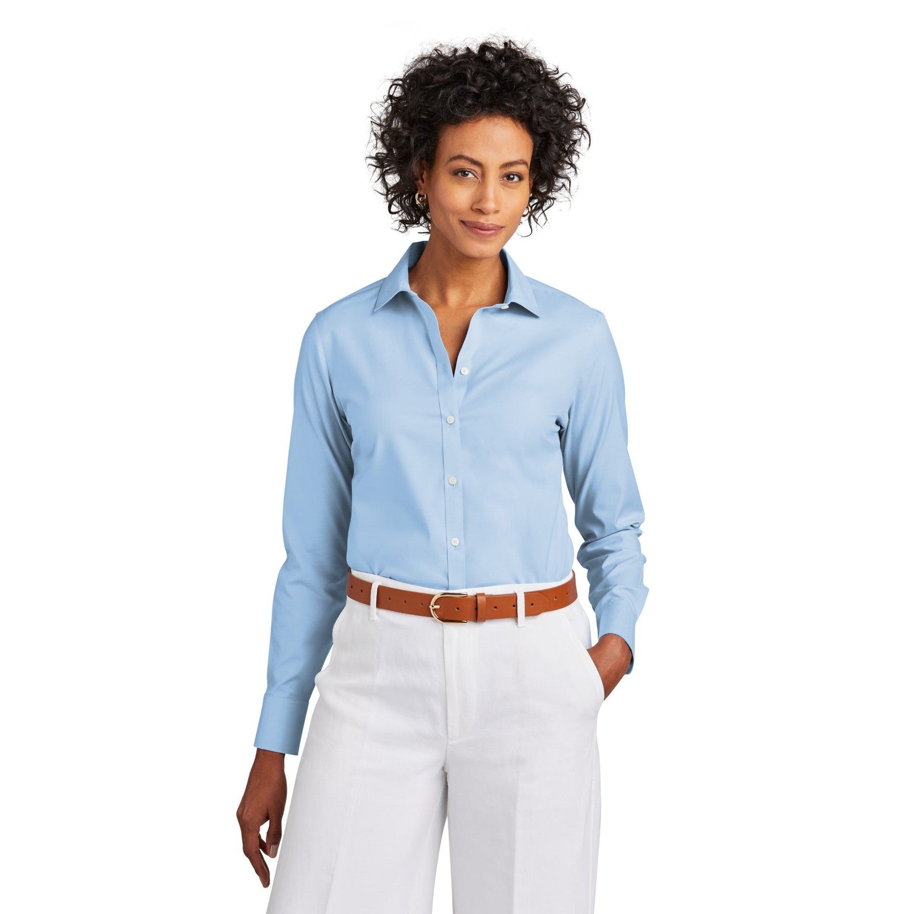 Brooks Brothers-Brooks Brothers® Women's Wrinkle-Free Stretch Pinpoint Shirt BB18001-MedTech-3