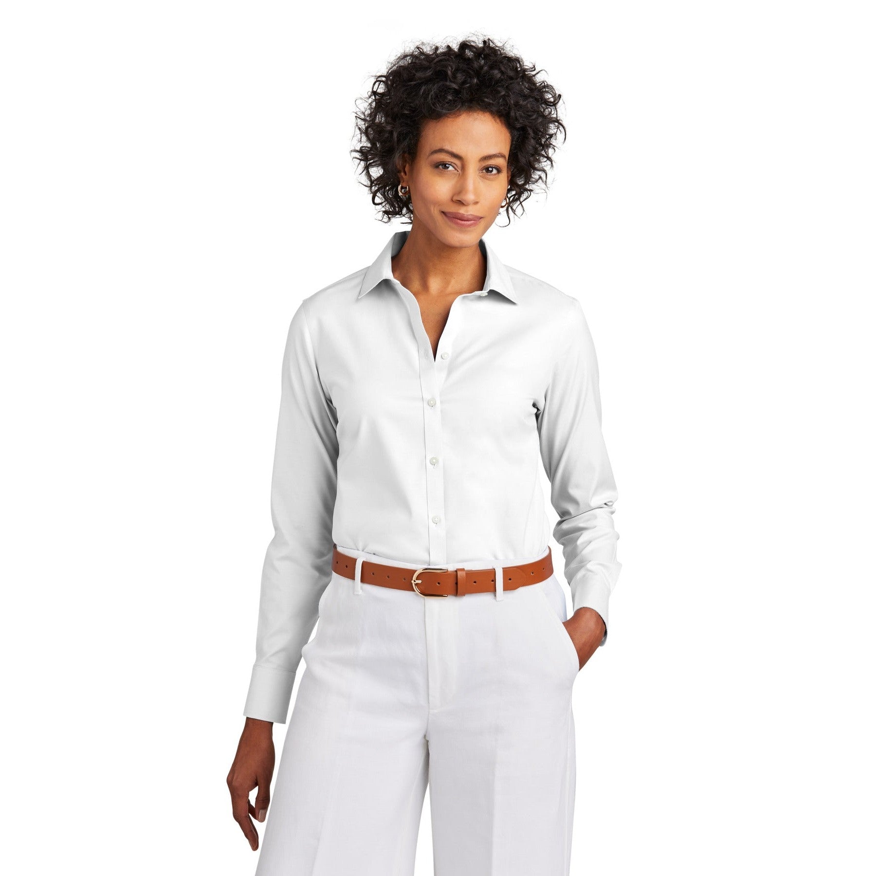 Brooks Brothers-Brooks Brothers® Women's Wrinkle-Free Stretch Pinpoint Shirt BB18001-MedTech-4