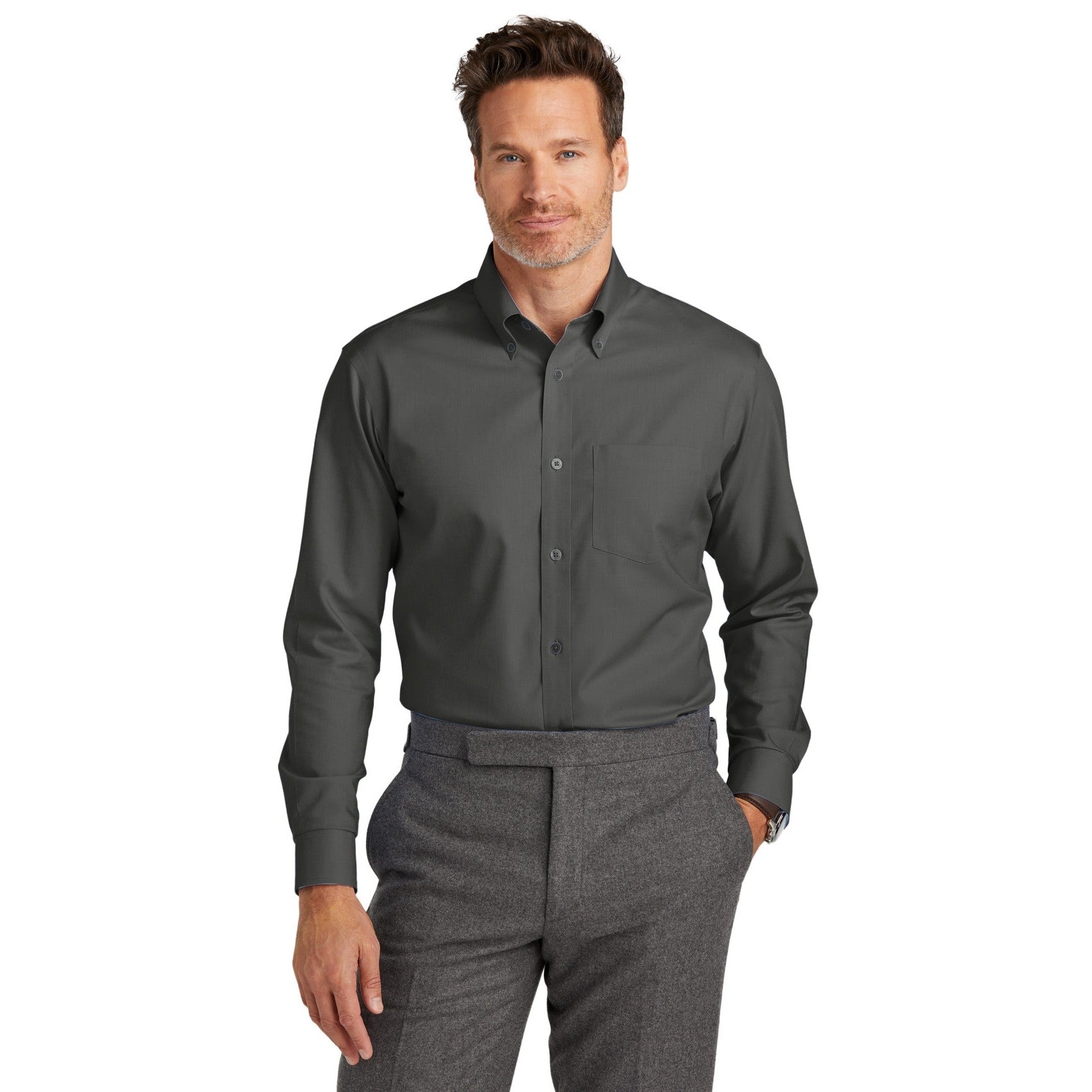 Brooks Brothers-Brooks Brothers® Wrinkle-Free Stretch Nailhead Shirt BB18002-MedTech-3