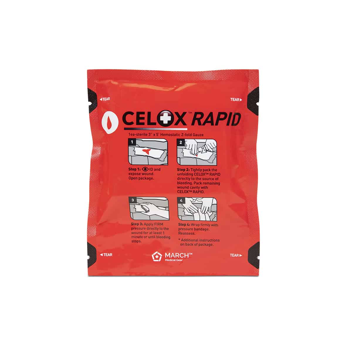 Safeguard Medical-Celox™ RAPID, Z-Folded, 3" x 5'-MedTech-2
