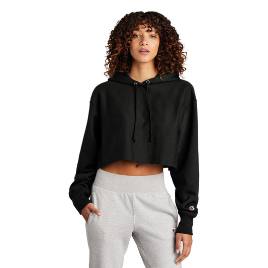 Champion-Champion ® Women's Reverse Weave ® Cropped Cut-Off Hooded Sweatshirt RW01W-MedTech-1