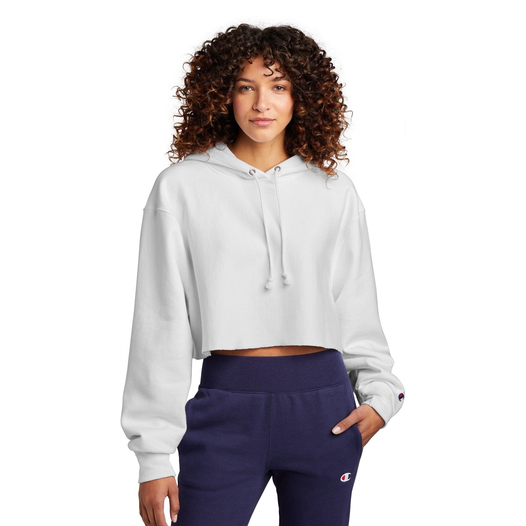 Champion-Champion ® Women's Reverse Weave ® Cropped Cut-Off Hooded Sweatshirt RW01W-MedTech-4