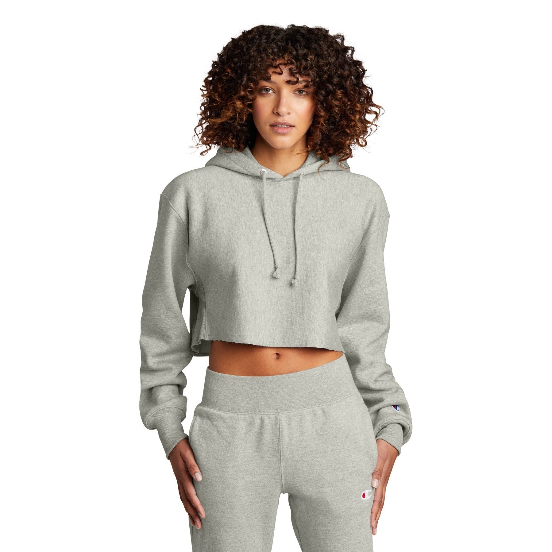 Champion-Champion ® Women's Reverse Weave ® Cropped Cut-Off Hooded Sweatshirt RW01W-MedTech-3