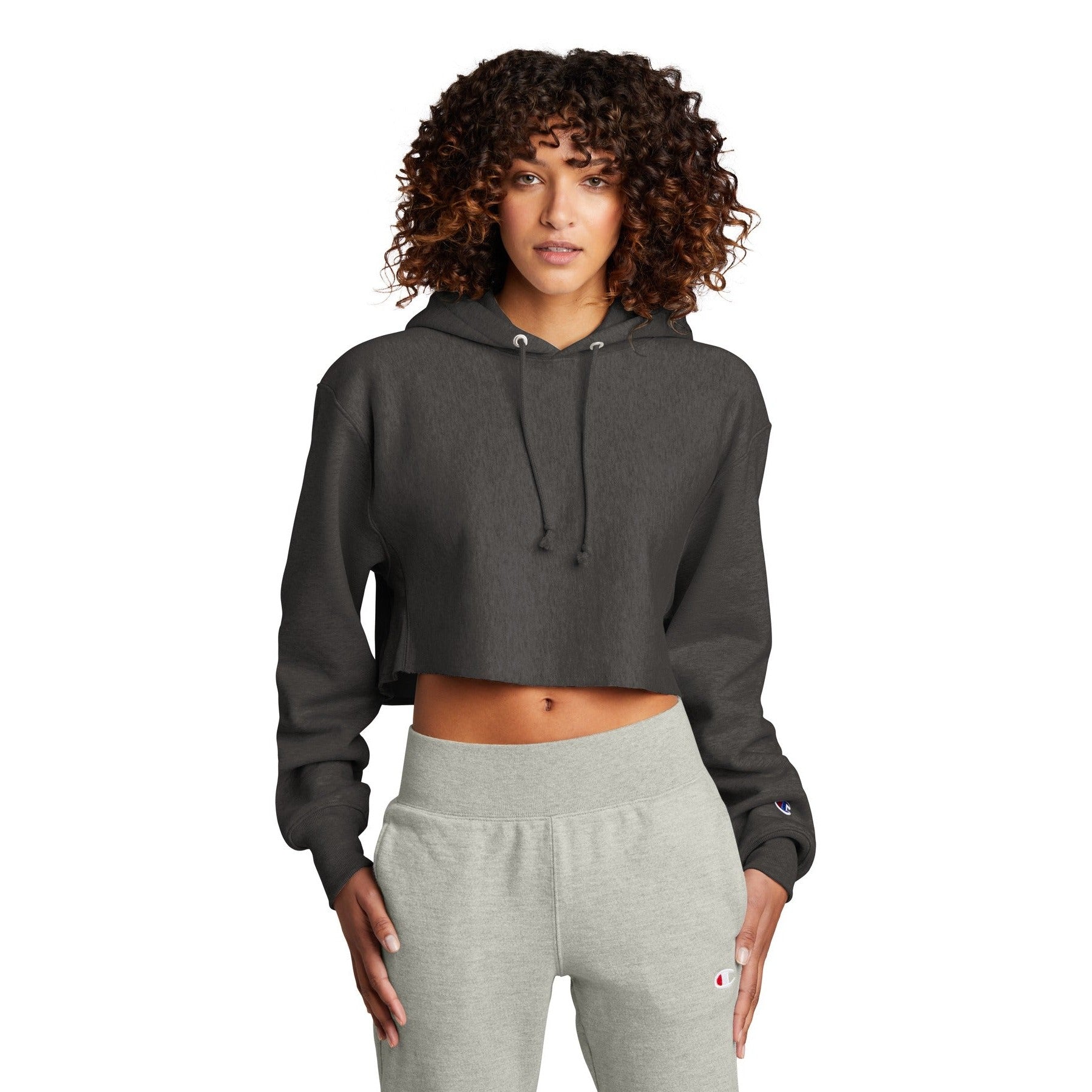 Champion-Champion ® Women's Reverse Weave ® Cropped Cut-Off Hooded Sweatshirt RW01W-MedTech-2