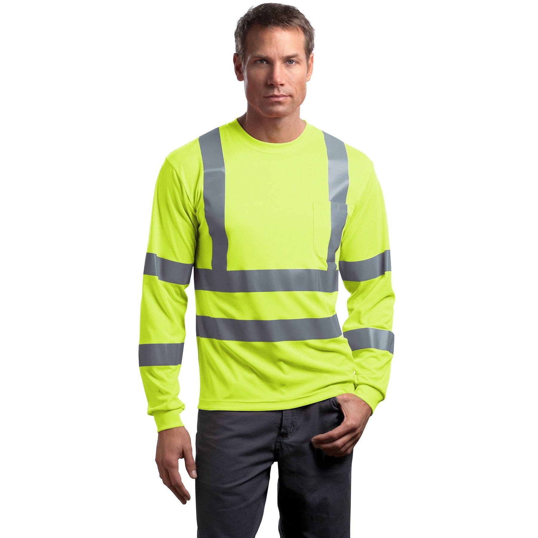 CornerStone-CornerStone® - ANSI 107 Class 3 Long Sleeve Snag-Resistant Reflective T-Shirt. CS409-MedTech-2