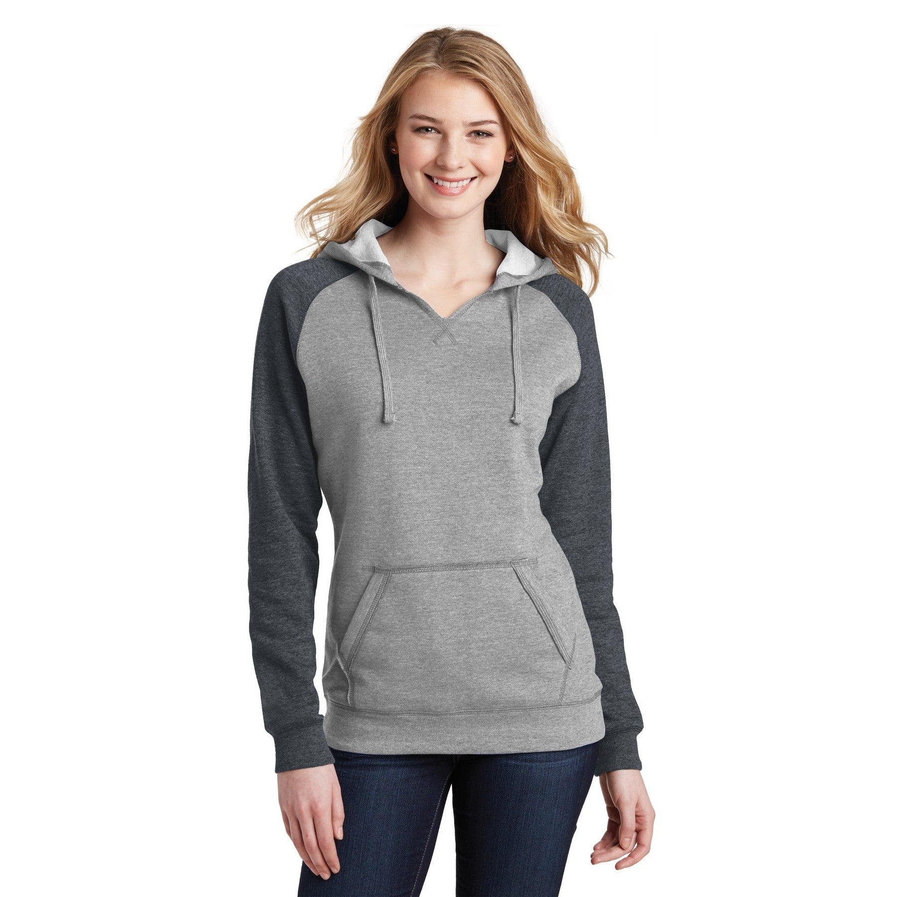 District-District® Women's Lightweight Fleece Raglan Hoodie. DT296-MedTech-2