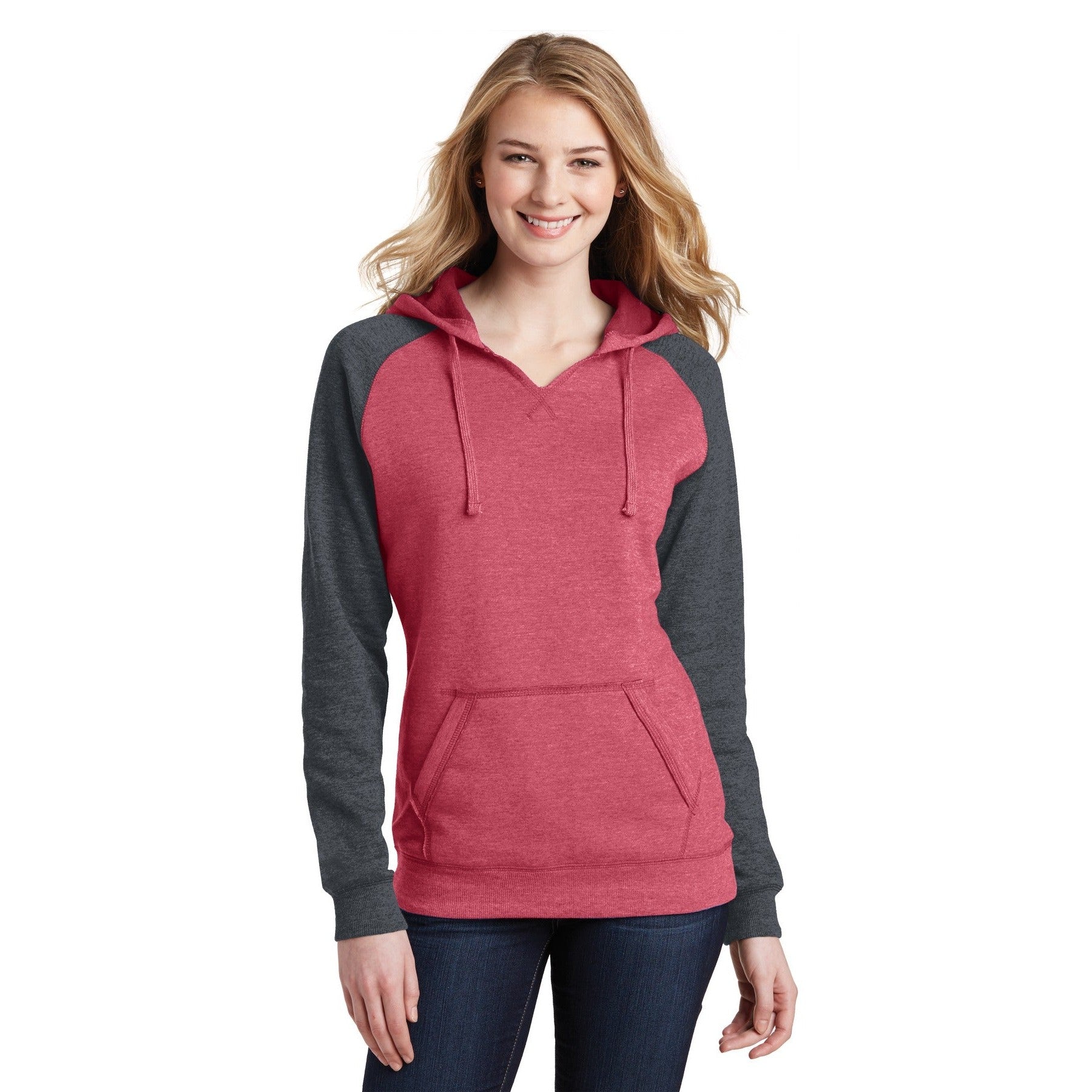 District-District® Women's Lightweight Fleece Raglan Hoodie. DT296-MedTech-3