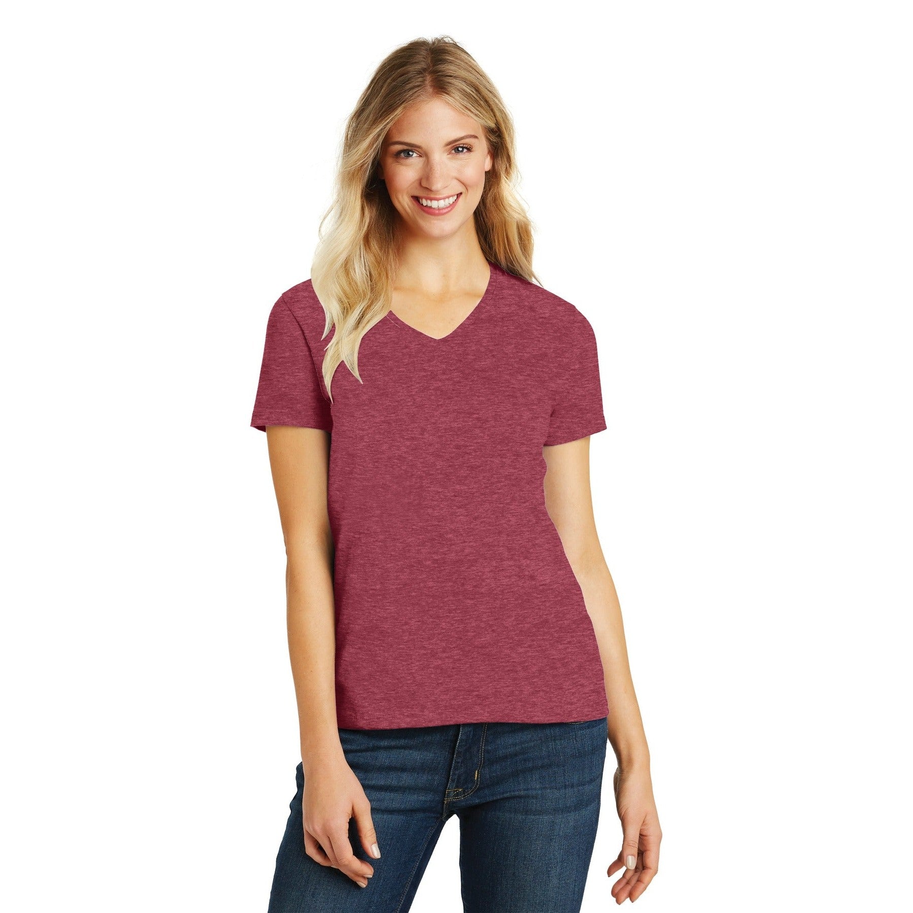 District-District® Women's Perfect Blend® CVC V-Neck Tee. DM1190L-MedTech-15