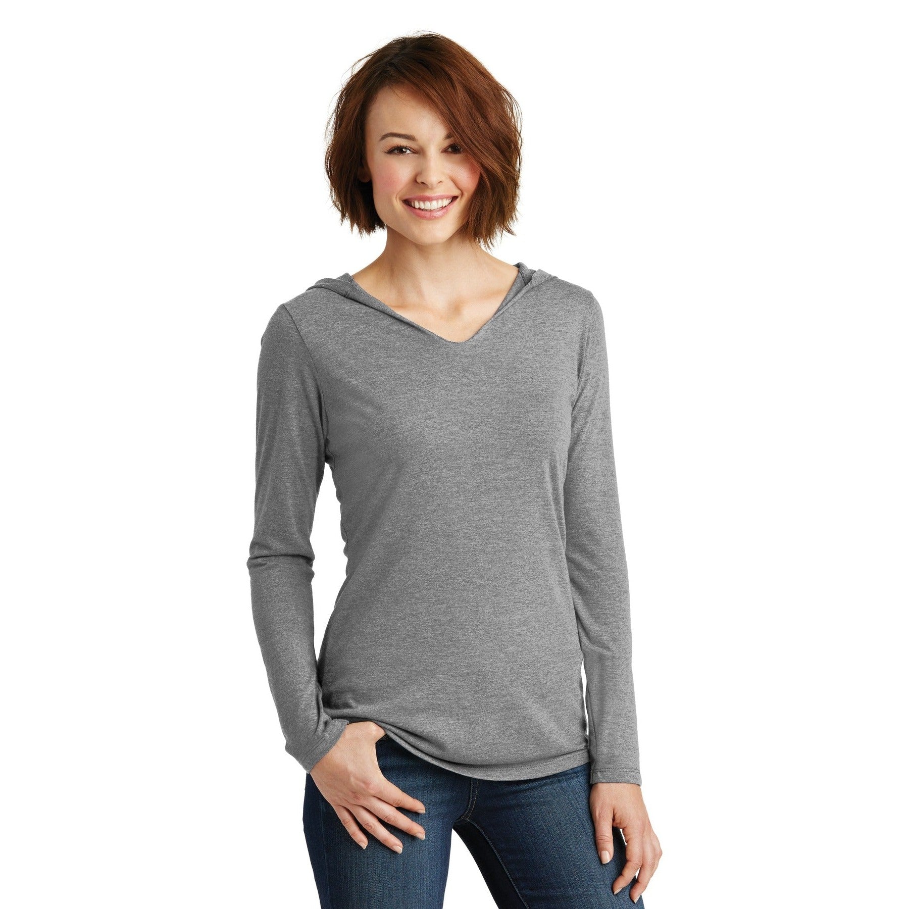 District-District® Women's Perfect Tri® Long Sleeve Hoodie. DM139L-MedTech-5