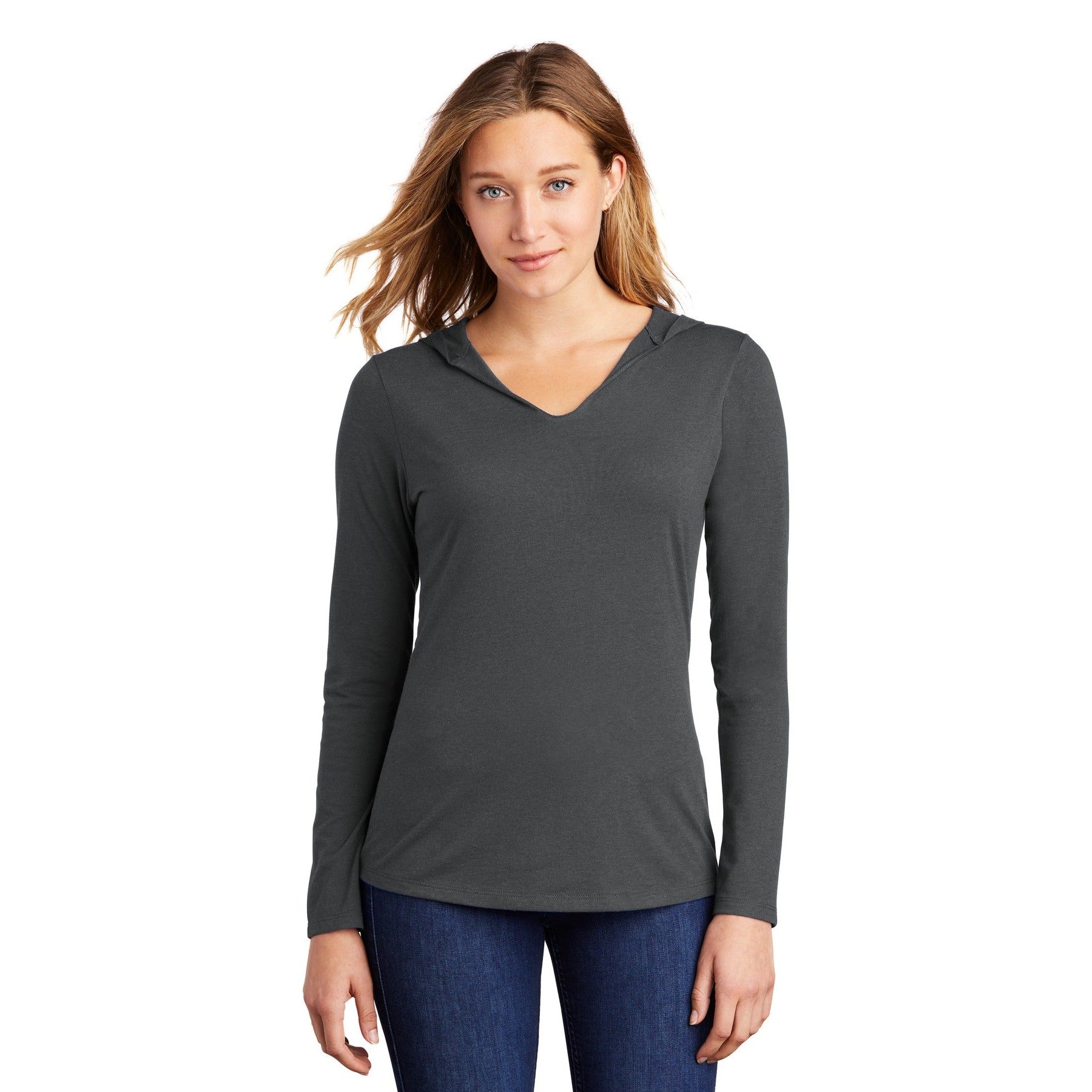 District-District® Women's Perfect Tri® Long Sleeve Hoodie. DM139L-MedTech-2