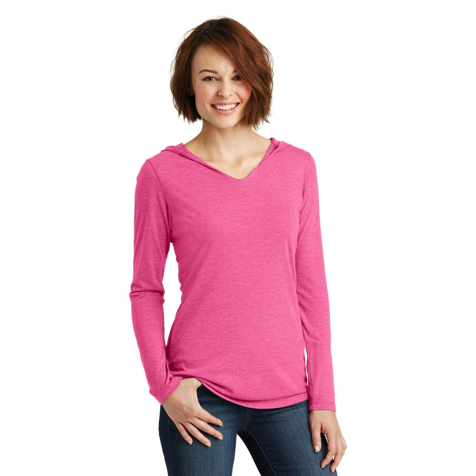 District-District® Women's Perfect Tri® Long Sleeve Hoodie. DM139L-MedTech-4
