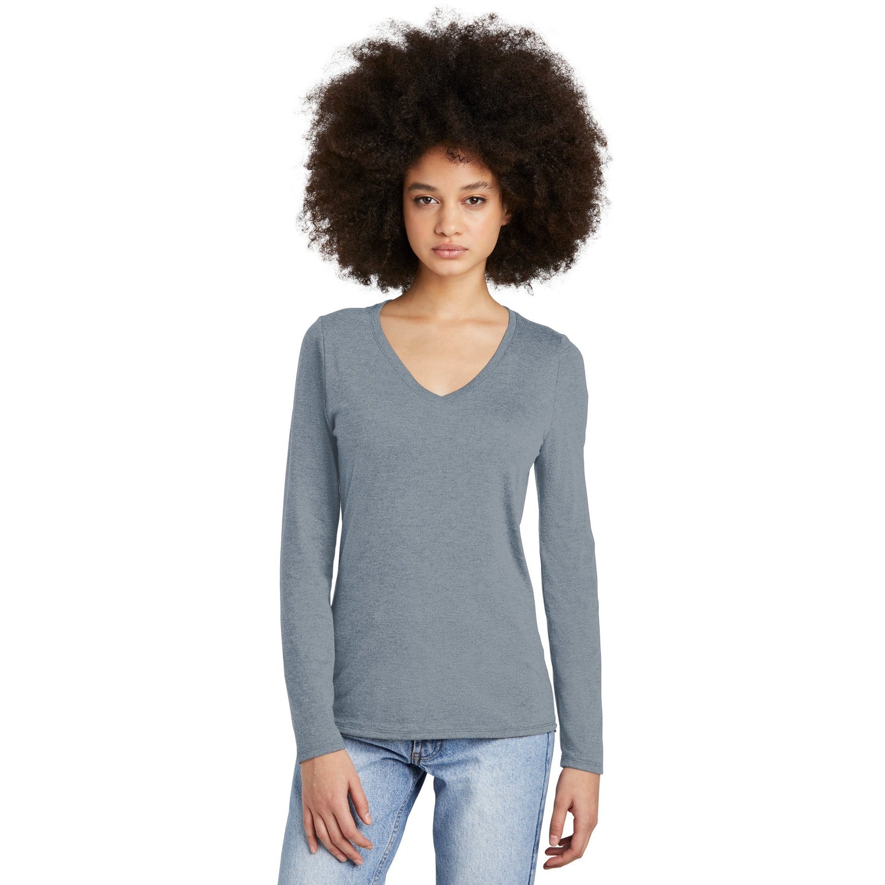 District-District® Women's Perfect Tri® Long Sleeve V-Neck Tee DT135-MedTech-3