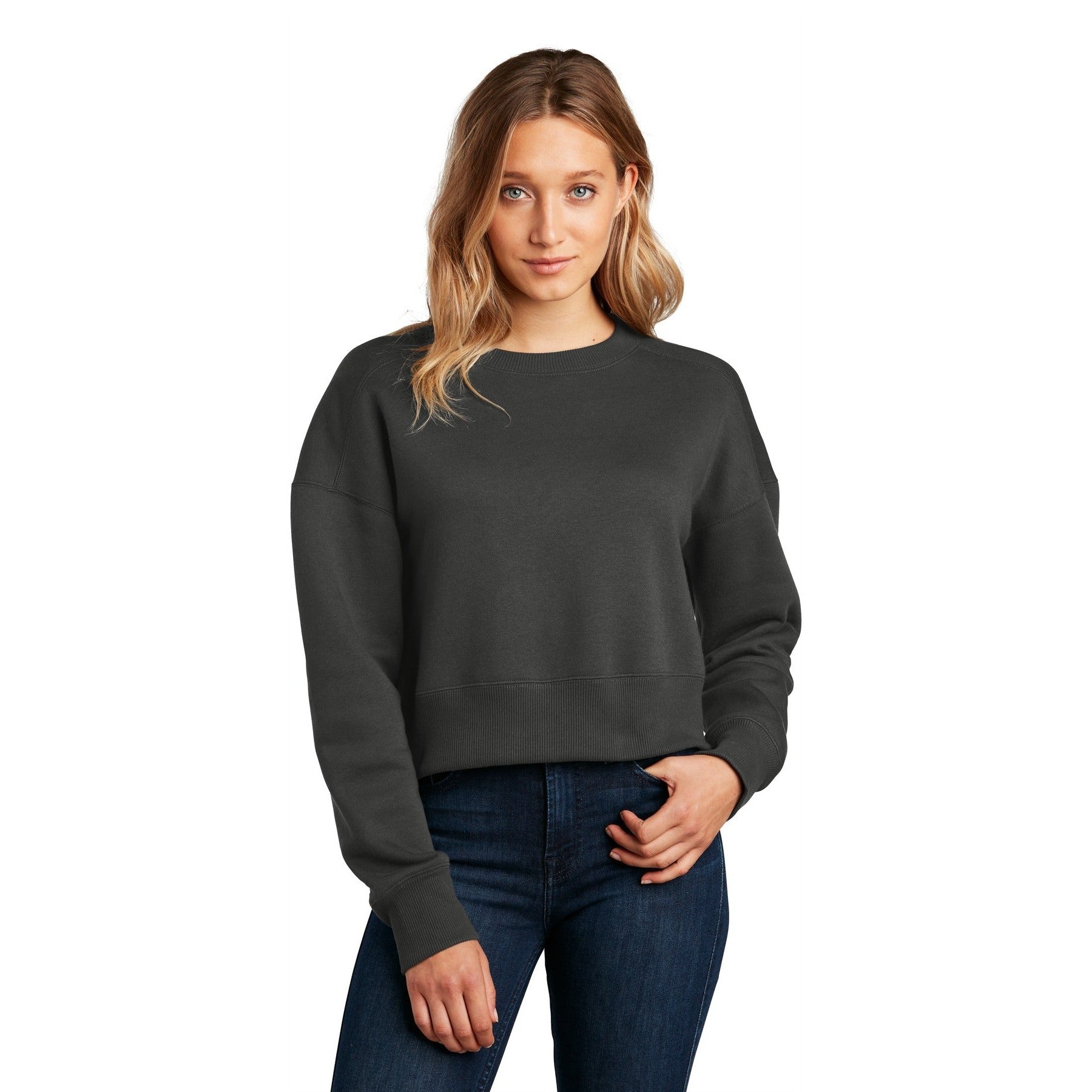 District-District ® Women's Perfect Weight ® Fleece Cropped Crew DT1105-MedTech-2