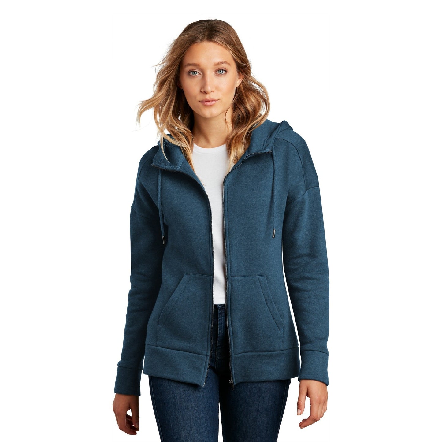 District-District ® Women's Perfect Weight ® Fleece Drop Shoulder Full-Zip Hoodie DT1104-MedTech-4