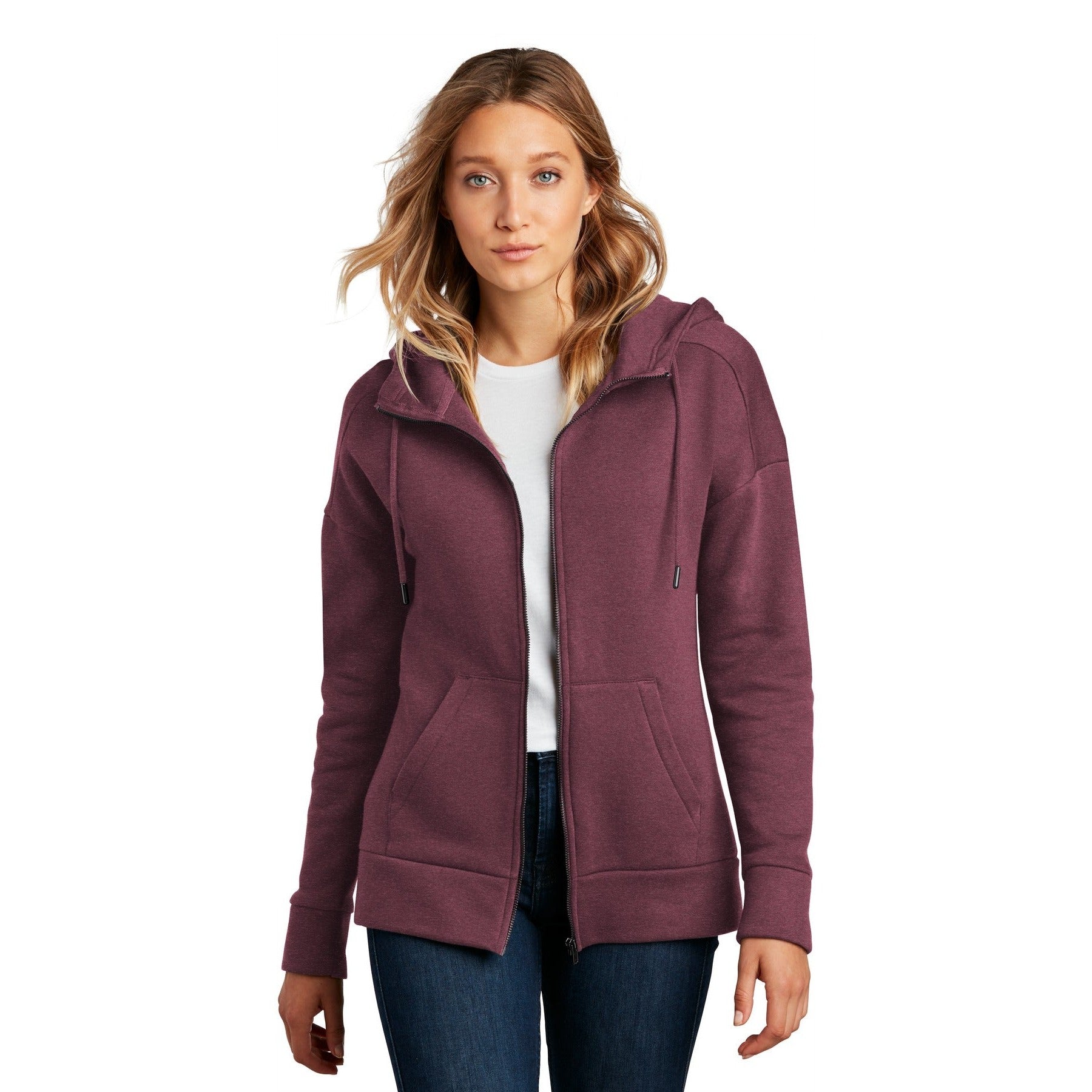 District-District ® Women's Perfect Weight ® Fleece Drop Shoulder Full-Zip Hoodie DT1104-MedTech-3