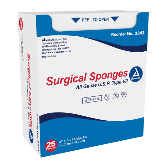 Dynarex-Dynarex® Gauze Sponge, Sterile, 12-ply, 4” x 4” BX/25-MedTech-1