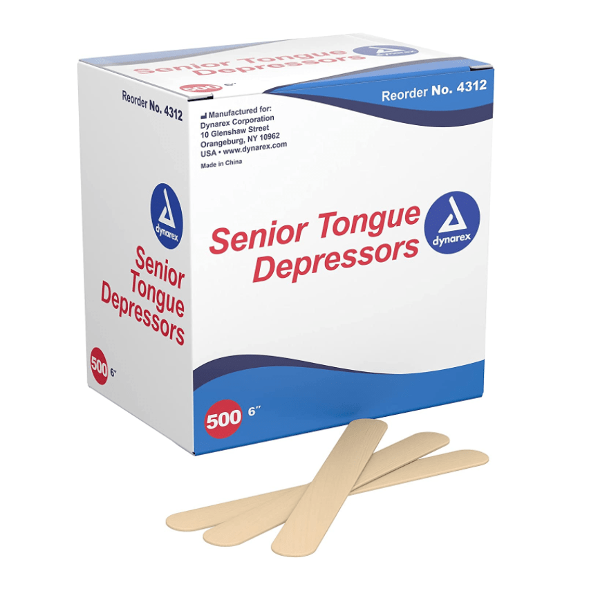 Dynarex-Dynarex® Senior Tongue Depressors, 6" BX/500-MedTech-1
