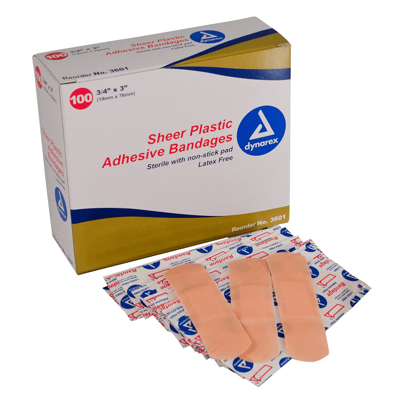 Dynarex-Dynarex® Sheer Adhesive Bandages 3/4" x 3" BX/100-MedTech-2