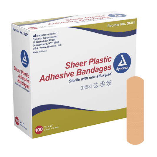 Dynarex-Dynarex® Sheer Adhesive Bandages 3/4" x 3" BX/100-MedTech-1