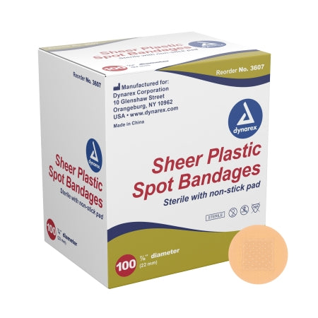 Dynarex-Dynarex® Sheer Spot Bandages Sterile, Round, 7/8" BX/100-MedTech-1