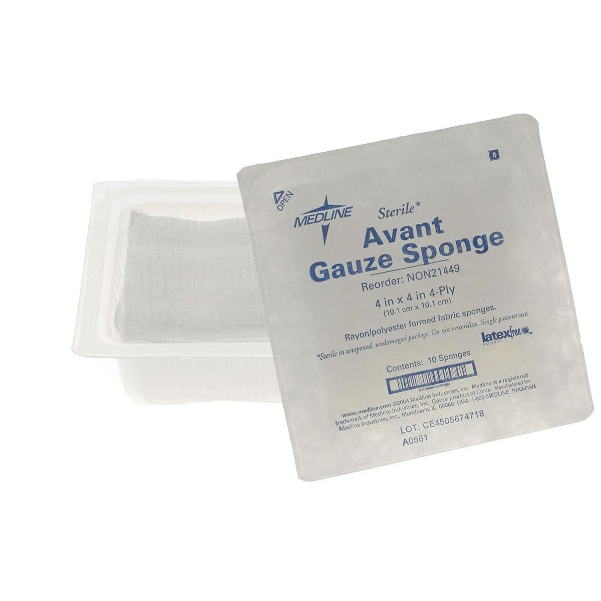Medline-Gauze Sponge 4X4, Sterile 4py, Avant, 10/Tray-MedTech-1