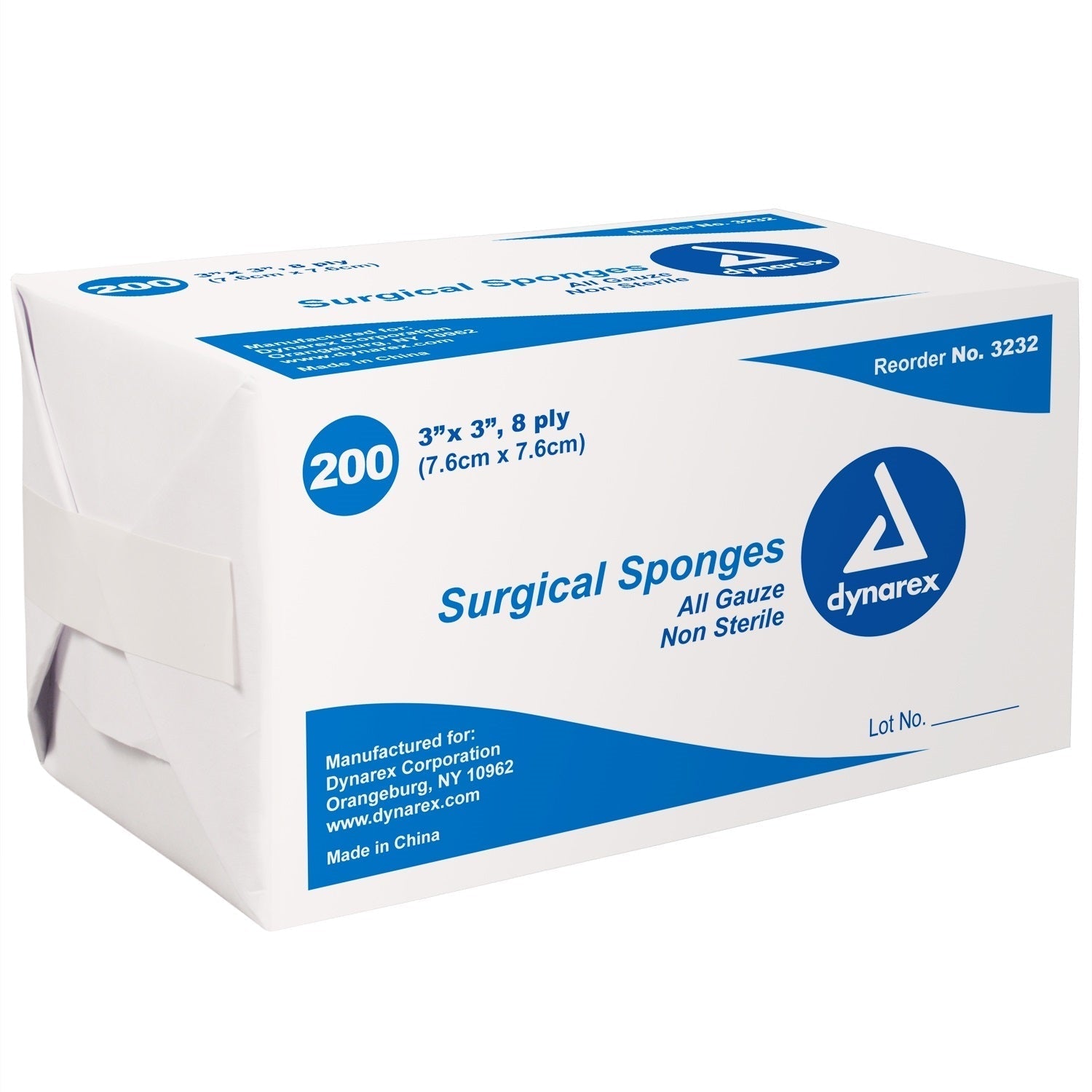 Dynarex-Gauze Sponge Non-Sterile 3x3, 8 ply, 200/PK-MedTech-1