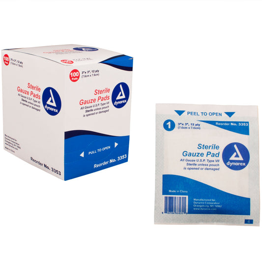Dynarex-Gauze Sponge Sterile 1's, 3x3, 12ply-MedTech-1