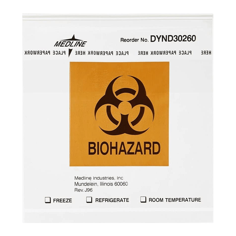 Medline-Medline® Zip-Style Biohazard Specimen Bag, Clear, 6" x 6" PK/100-MedTech-1