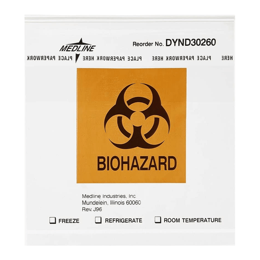 Medline-Medline® Zip-Style Biohazard Specimen Bag, Clear, 6" x 6" PK/100-MedTech-1