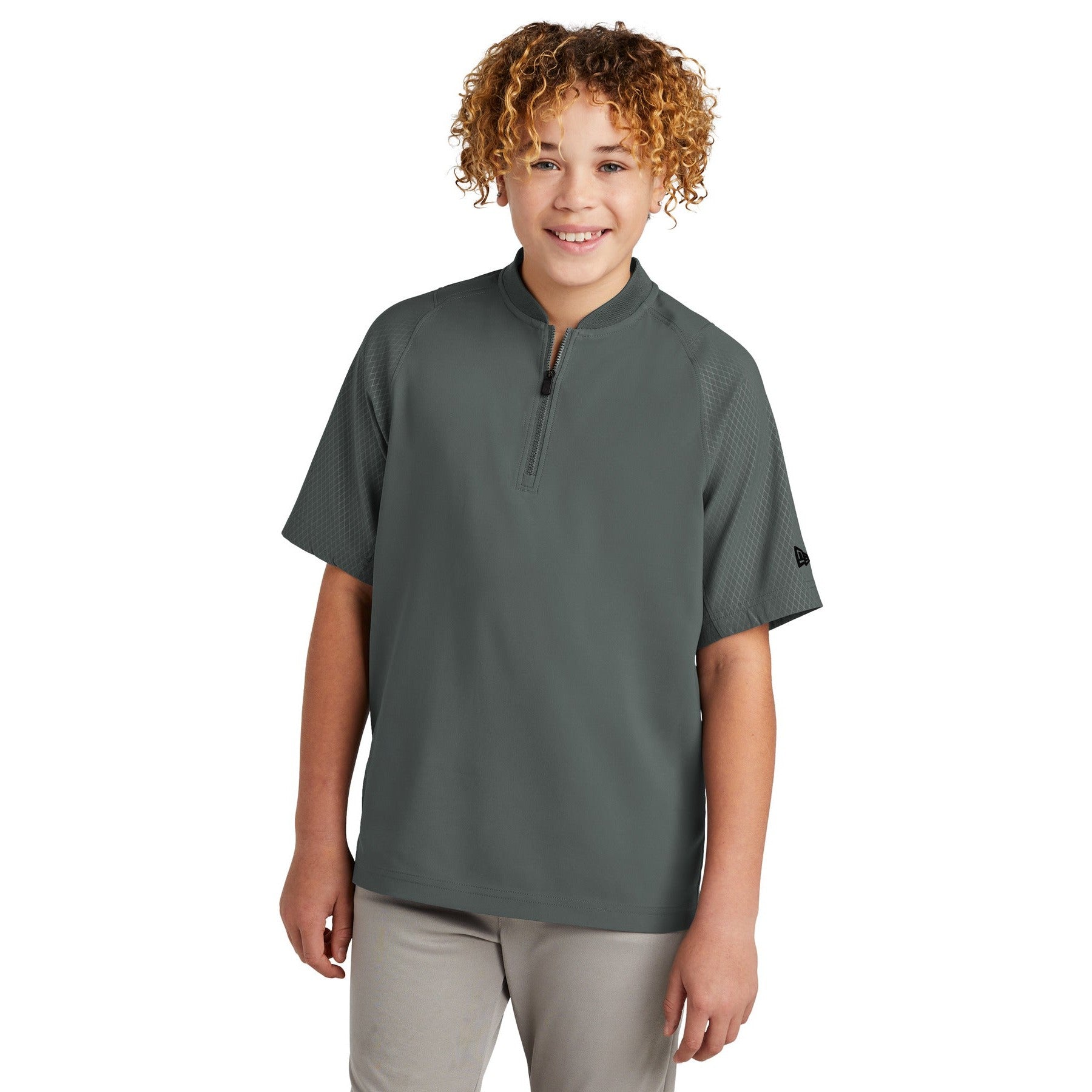 New Era-New Era ® Youth Cage Short Sleeve 1/4-Zip Jacket. YNEA600-MedTech-2