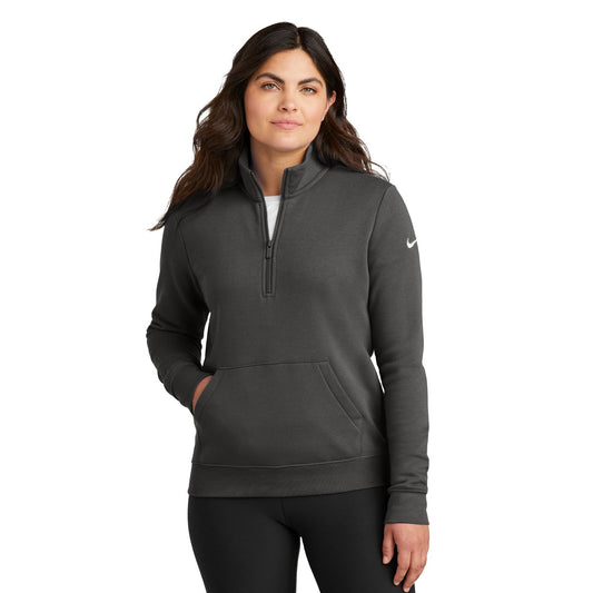 Nike-Nike Women's Club Fleece Sleeve Swoosh 1/2-Zip NKDX6720-MedTech-1